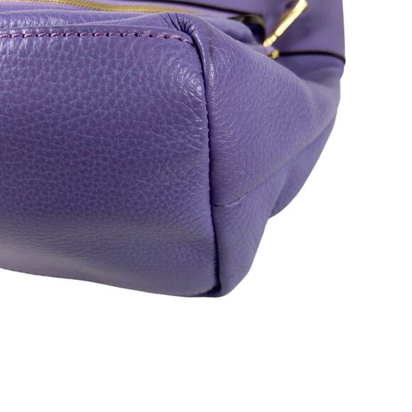 Aimee Kestenberg Leather Purple Double Strap Tote Gold Hardware Purse - Picture 7 of 16